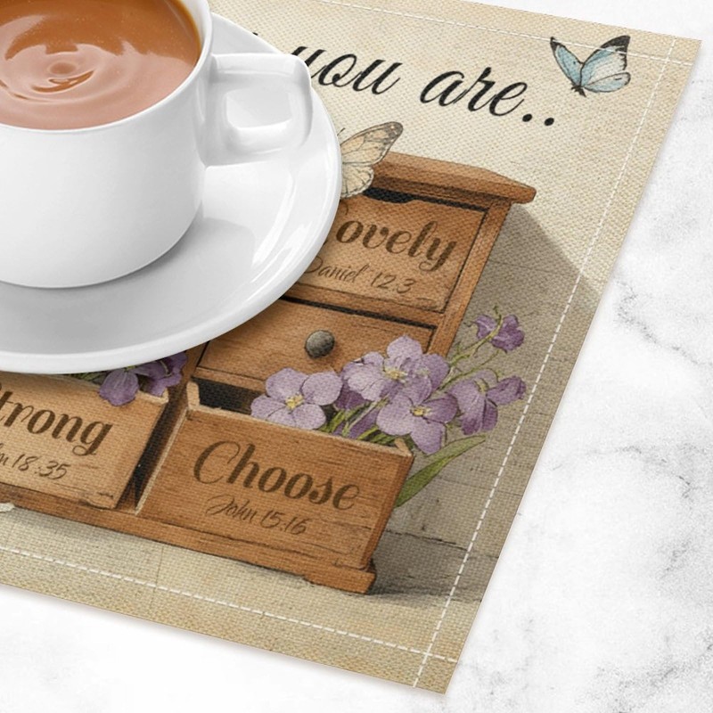 God Says You are Placemats Set of 4, Christian Placemats