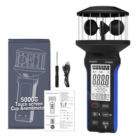 AIOMEST Digital Anemometer Handheld 4 Cups 360° Wind Speed Meter, ±5% High Accuracy Wind Gauge with Temp (℃/℉), MAX/AVG for Shooting, Sailing, Surfing, Drone, AI-5000G