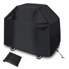 Diboniur Barbecue Cover Weatherproof, Grill Cover 210D Oxford, Weather Cover BBQ Waterproof, UV Protection, Windproof, Dustproof, 147 x 61 x 117 cm, Black
