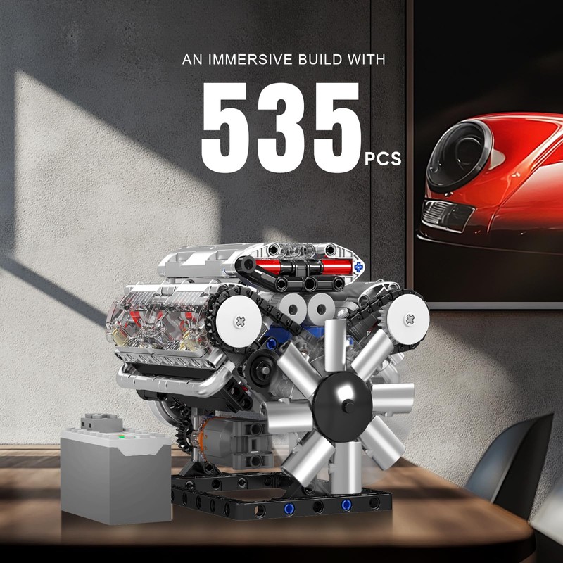 Mould King 10088 Technik V8 Engine Building Blocks Engine Model