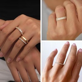 Gold Rings that Don't Tarnish Cubic Zirconia Rings Engagement Band Rings Gold Rings for Women Non Tarnish Dainty Rings Stackable Rings Promise Rings Jewelry Gifts for Girls