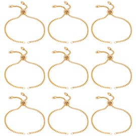 UNICRAFTALE 10pcs 8-5/8 Inch Stainless Steel Adjustable Slider Bracelets Golden Bolo Bracelets Slider Bracelet Chain for Jewellery Making DIY, Stainless Steel