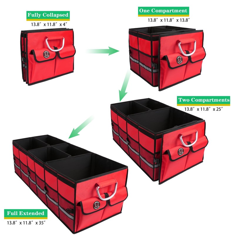 LI LIBZAKI Big Car Trunk Organizer, Cargo Organizer SUV Trunk