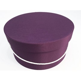 Sarah's Hat Boxes Classic Amethyst Hat Box – 8.75" x 4.5" (Dia. x Ht.) Handmade in USA – Odorless Non-Toxic Adhesive, Cording Handle – Premium Storage for Hats & Accessories