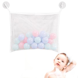Bath Toy Storage, Mesh Bath Organizer, Bathing Toy Net With Strong Suction Cups,Toys Tidy 45x35cm, Keep Your Bathroom Clean And Tidy, Help Toys Air Dry Quickly, Removable and Durable (White)