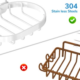 MASADI 3 Tier Soap Dish Holder, Wall Mounted Soap Tray with Drainage, Shampoo Bar Caddy for Shower Wall, Soap Savers, Razor Holder for Shower, Bar Soap Container 304 Stainless Steel, Bathroom(White)