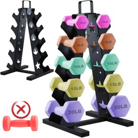 Specvoko 5-Tier Dumbbell Rack Stand Only, A-Frame Compact Metal Weight Rack with Handle for Home Gym Storage, Multilevel Dumbbell Holder Organizer for 1-20 LB Weights (Dumbbells Not Included)
