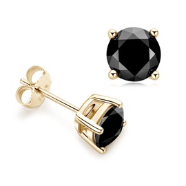 DYUNQ Black Moissanite Earrings 3MM to 8MM for Men Women, Lab Created Diamond 925 Sterling Silver Hypoallergenic Stud Gemstone Earrings, 18k Gold Plated, Jewelry Gifts