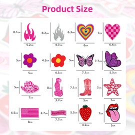Ambesi 16 PCS Embroidered Applique Iron on Patches Sew on Applique Pink Embroidered Patch DIY Craft Accessories for Dress Jackets Jeans Backpacks Hats Clothing Decoration, DarkPink