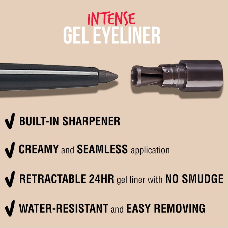 KISS New York Pro Intense Gel Eyeliner with Built-in Sharpener,