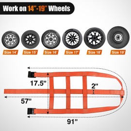 Nilight 2Pcs Tow Dolly Basket Straps with Flat Hook for 14”-19” Tires Car Heavy Duty Wheel Straps 11128LBS Break Strength with 2 Axle Straps for Trailer