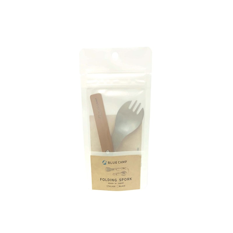 BLUE CAMP Folding Spoke SILVER FOLDING SPORK Stainless Steel Spork