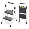 KINGRACK Sturdy Steel 2 Step Ladder, Folding Step Stool with