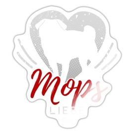 Spreadshirt Mops Liebe Pug Hundeliebe Sticker, max. 10 x 10 cm, 10 x 10 cm, Weiß glänzend