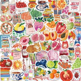 100 PIEZAS Pegatinas Vintage Estéticas Lindas Pegatinas Coquette Pegatinas de Comida para Diarios y Álbum de Recortes Paquete de Pegatinas para Adultos