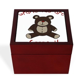 CafePress Grandma Teddy Bear Memory Keepsake Jewelry Box, 5"x5"x3.75"