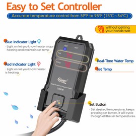 hygger Aquarium Heater 300W/500W/800W/1000W/1200W, Submersible Quartz Glass Fish Tank Heater with Digital Display Adjustable Temperature for Saltwater, Freshwater, Turtle Tanks & Ponds