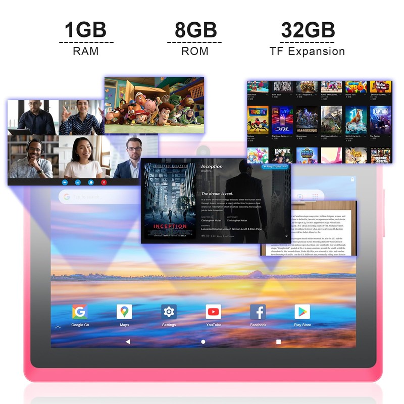 Haehne Tablet 7 Inch Android Tablet Dual Cameras Wi-Fi Bluetooth,