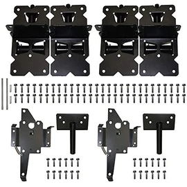 ZEKOO Gate Hinges Self-Closing (Black and White) for Vinyl Gate Kit and PVC Fences with 2 Latch 4 Hinges (Black)