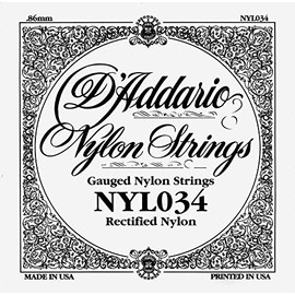 D'Addario .034 Rectified Nylon Single String for Classical Guitar