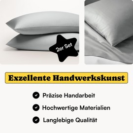 Seralino Satin Cushion Cover 45 x 45 cm, White (Set of 2) Made of 100% Organic Cotton, Oeko-Tex Certified, Soft and Breathable, Cushion Cover Can Also Be Used as Decorative Cushion, Cushion Covers 45