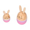 Wood Rabbit Family Figures Handcraft Decoration Ornament for Living Room