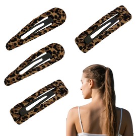 4Pcs Metal Snap Hair Clips for Women,Leopard Black Hair Barrettes Clips for Girls Thin Hairs Accessories Cool Hot Hairpins Leopard Barrettes for Women Girls Hairstyling Bangs