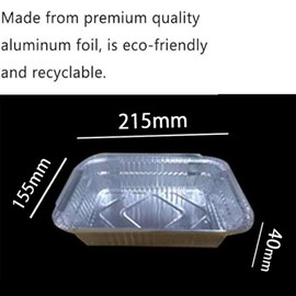 Pack of 25 Aluminium Foil Trays Containers Aluminium Foil Pan Baking Roasting Broiling Takeout Pans for Storing Meal Prep Freezer Oven Safe