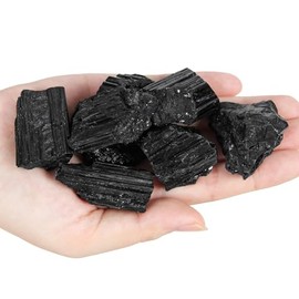 Orientrea Cristales de turmalina negra de 0,44 lb, piedras naturales de turmalina negra en bruto, cristal de turmalina curativo para protección energética, limpieza de energía negativa, piedras de fue