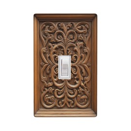 Mdulftar Brown Wood Pattern Wooden Door Single Toggle Light Switch Plates Cover Decorative 1 Gang Wall Plate Electrical Faceplate for Bathroom Bedroom Home Decor 4.5 * 2.76 Inch