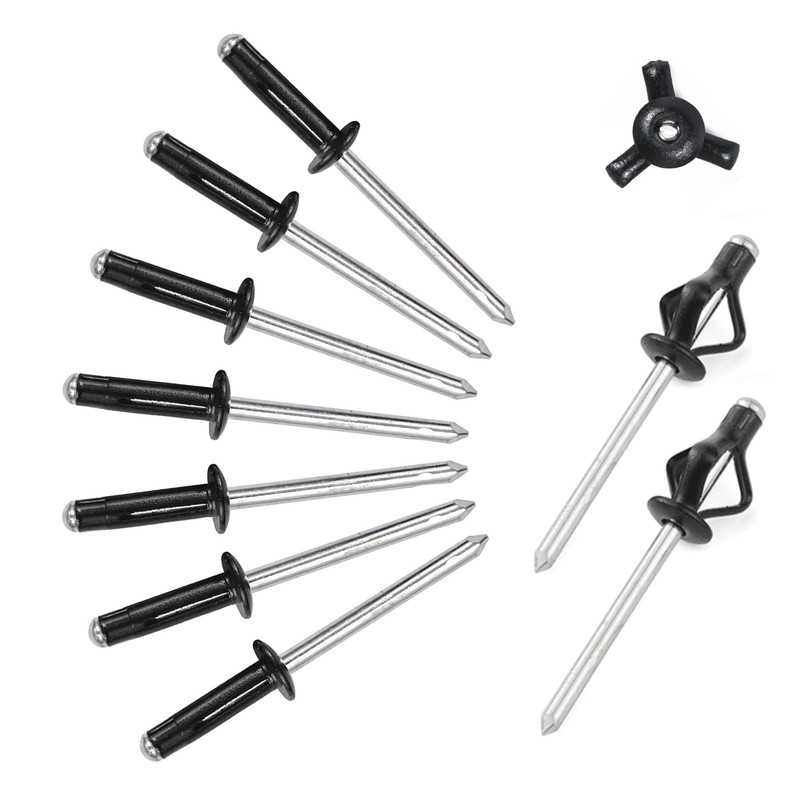 ALLCLEAN 3/16" x 5/8" Tri-Fold Rivets Assortment - 60Pcs,Black Tri-fold