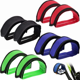 QOOWFEANIG 4 Pairs Bike Pedal Straps Universal Pedal Straps Toe Clips Straps Tape Multicolor Cycling Pedal Straps Bicycle Feet Strap Pedal Straps for Bikes Bikes Bike Pedal Footrest Strips