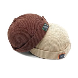 Unisex Docker Cap Hats, Soft Cotton Skullcap Beanie, Brimless Worker Sailor Cap, Adjustable Retro Rolled Cuff (UK, Alpha, One Size, Buckle-Beige)