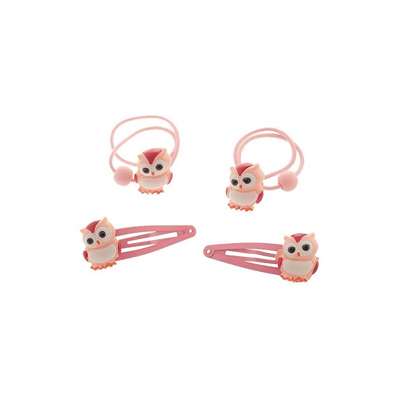 HAARallerliebst Hair Accessories Set (4 Pieces | Owls | Pink)