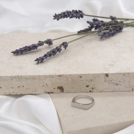 Tuscany Silver Women's Rhodium Plated 15.5mm x 4.5mm Rectangular Signet Ring #Q