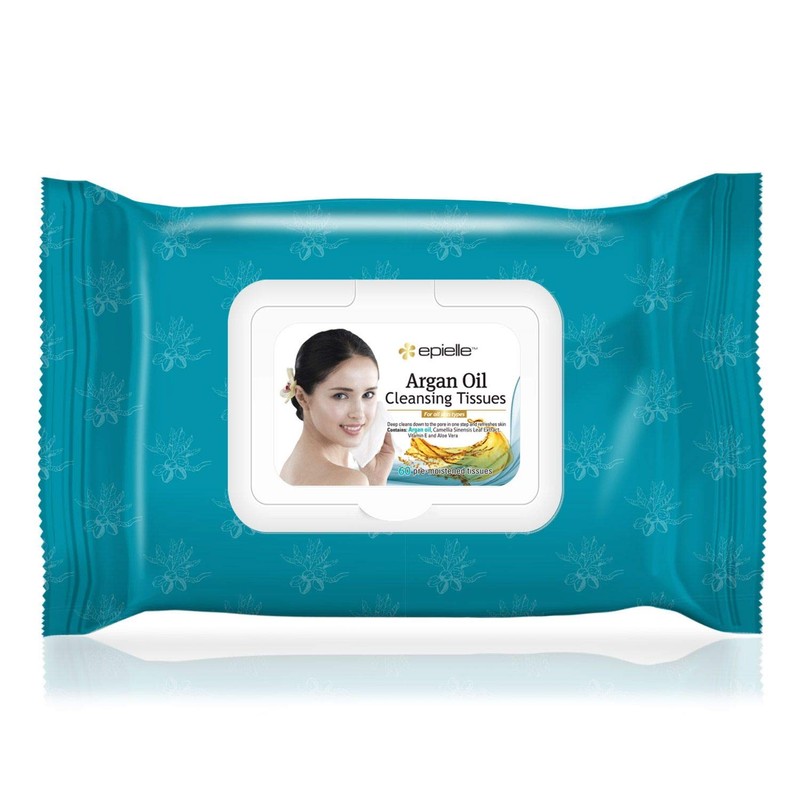 Epielle Argan Oil Cleansing Facial Tissues Makeup Remover Wipes Gentle