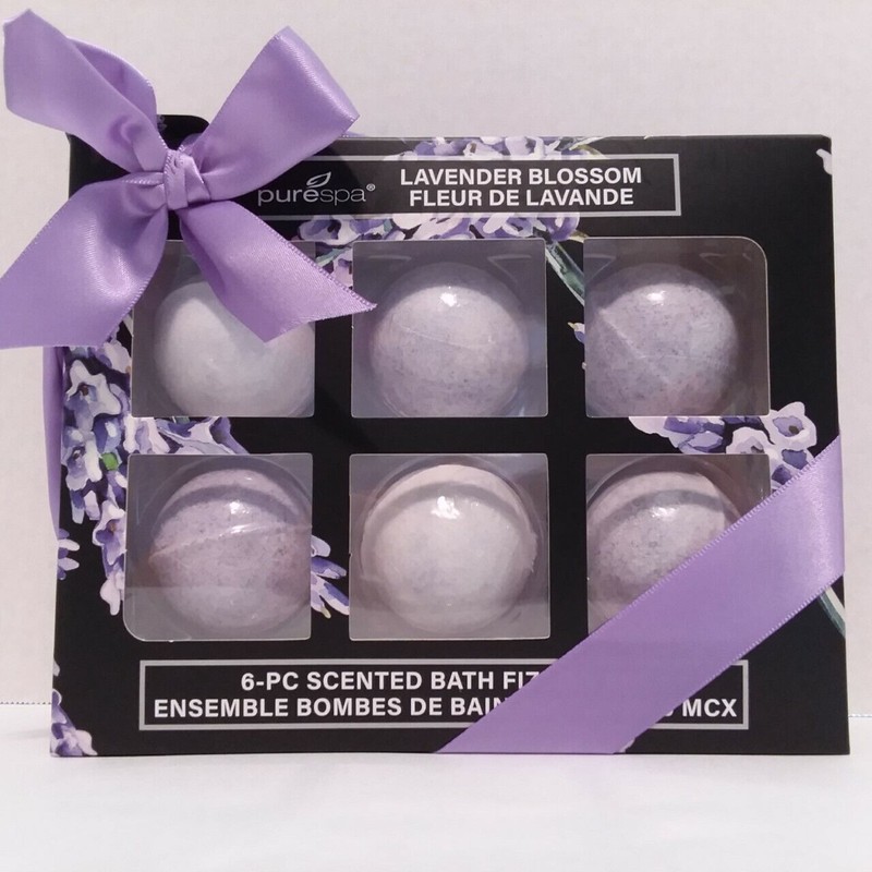 Pure Spa 6 Piece Lavender Blossom Bath Fizzies