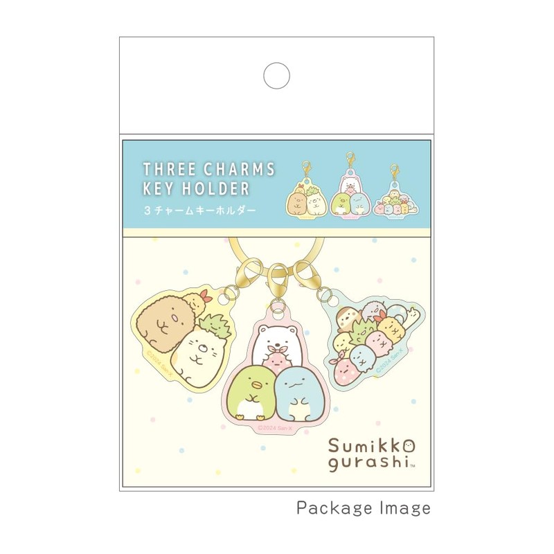 Tees Factory Sumikko Gurashi 3 Charm Key Chain, Standard, H1.8