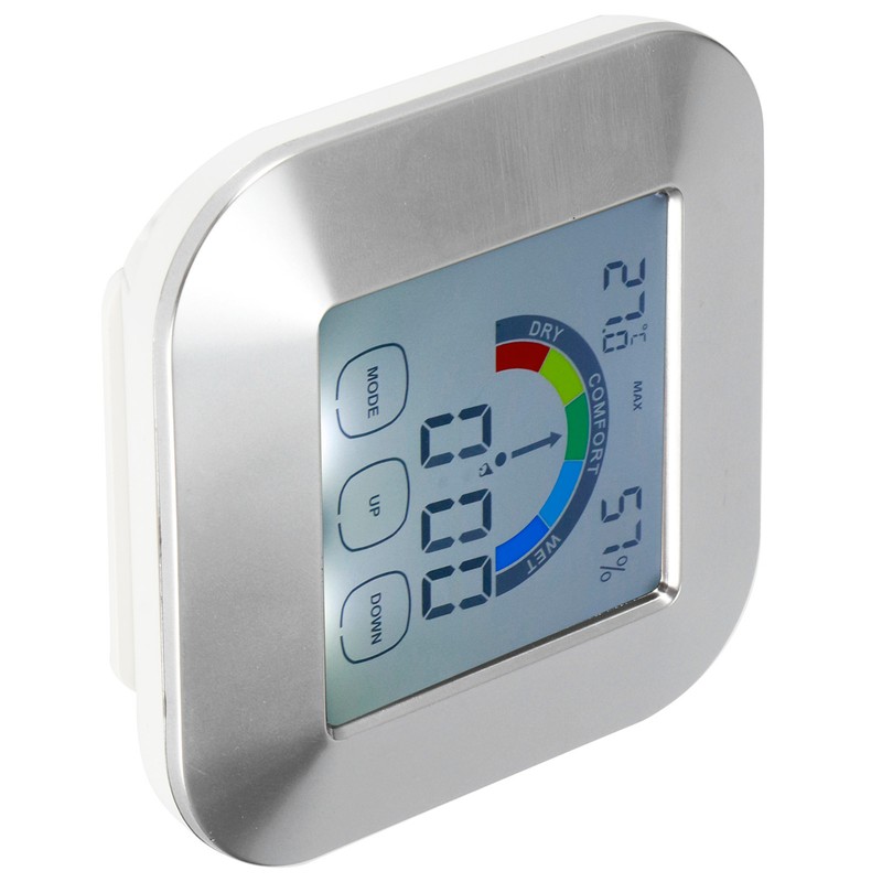 Indoor Touch LCD Screen Thermometer Hygrometer Electric Alarm Clock for