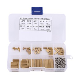 M2 Standoff, Female Brass Cylindrical Thread Standoff with Stainless Steel Screws Assortment Kit 270 Pieces