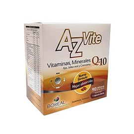 Suplemento Alimenticio AzVite caja c/90 Cápsulas. Multivitamínico Suplemento Nutricional. Multivitaminas para Adultos. Vitaminas y Minerales con Ajo, 