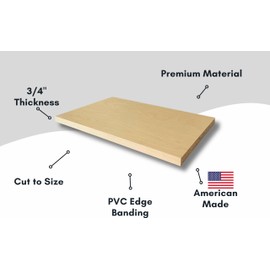 Maple Color Melamine Cabinet Replacement Shelves - 3/4'' Thick - Cabinet Shelf Custom Size Shelf - Melamine Shelves Cut to Order 34