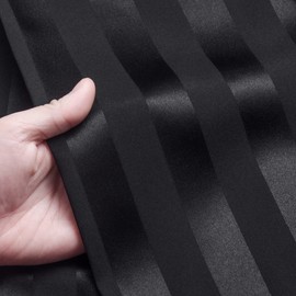 Lonxu Pajamas Set Mens Silk Satin Pajamas Long Sleeve Loungewear Two-Piece Sleepwear Button-Down Pj Set S-XXXXL, Black Striped, 4X-Large