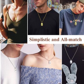 FindChic Men's Dog Tag Necklace Initial Pendant Silver Necklace Letters