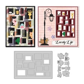 DELORIGIN 3D Window Background Cutting Dies Made of Carbon Steel with Cartoon Animals Frame Stencils Embossing Stencils Frame Cutting Dies 2025 for Wedding Crafts Photo Album Embossing Festival