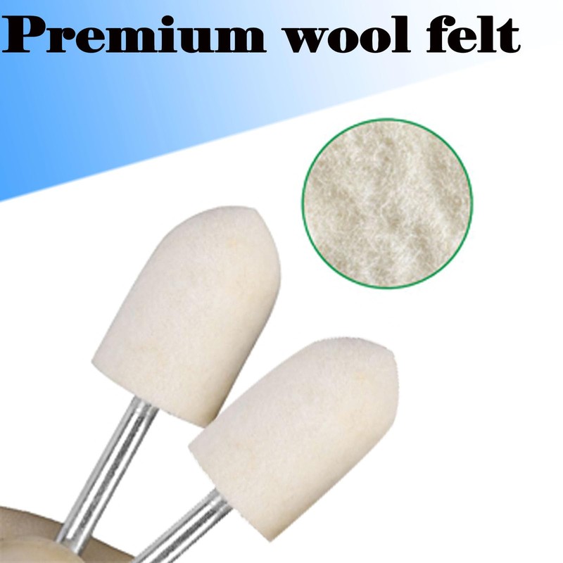 Luo ke 30 Pcs Wool Felt Polishing Bits, 3/32'' Shank