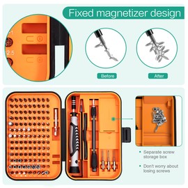 ORIA Precision Screwdriver Set, Magnetic Repair Tool Kit, 130 in 1 Professional Screwdriver Kit with 120 Bits, Built-in Magnetizer, Case, for Electronics, Watch, Eyeglasses, DIY Projects