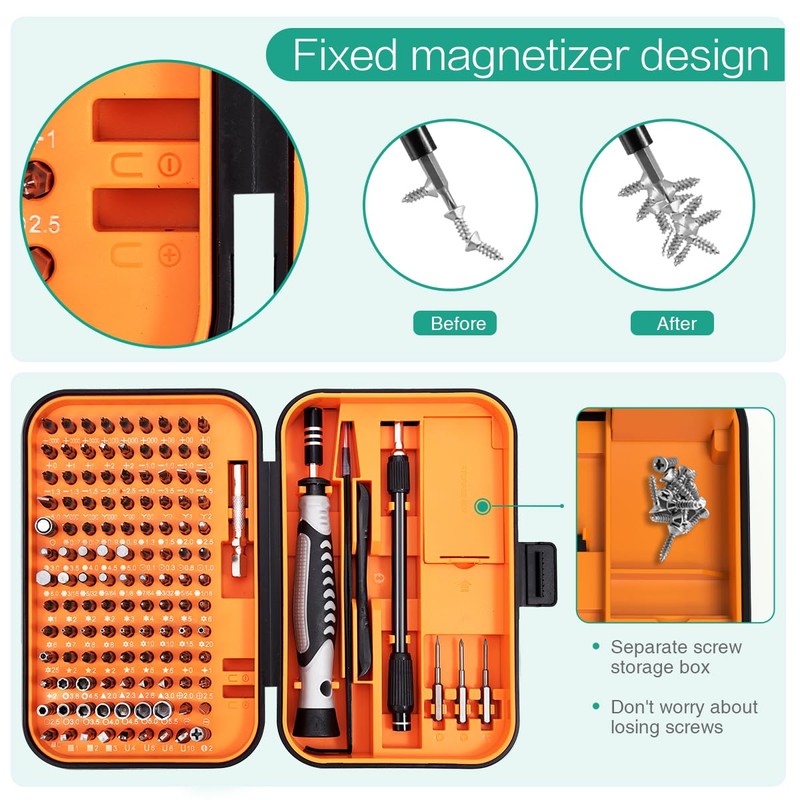 ORIA Precision Screwdriver Set, Magnetic Repair Tool Kit, 130 in