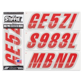STIFFIE Techtron Red/Metallic Silver 3" DOT Decal Kit Registration Numbers Vinyl Lettering Semi Truck Tractor Trailer Decals