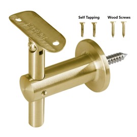 Stainless Steel 316 Grade Wall Mount Adjustable Handrail Bracket for 1-5/8”(42.4mm) or 1-1/2”(38.1mm) Round Tube (Satin Gold Finish)